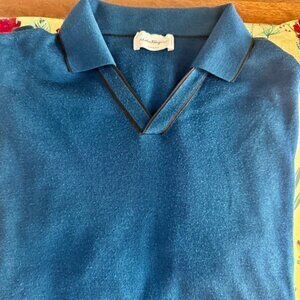 Salvatore Ferragamo Lambs Wool/Silk/Cashmere V-Neck Pullover Sweater, Sz Med.